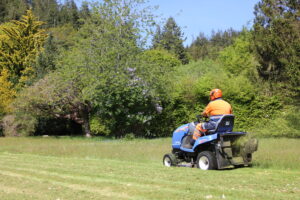 Using a ride on mower